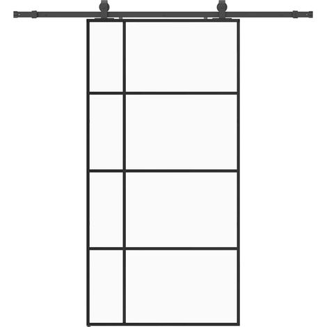 Maison Exclusive - Porta Scorrevole con Ferramenta Nera 102,5x205 cm in Vetro ESG