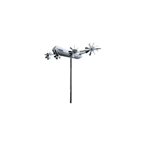 Amateurs de vol Métal Avion Girouette Girouette Fer Extérieur Moulin à Vent pour Jardin, Patio, pelouse Ornements, Silve