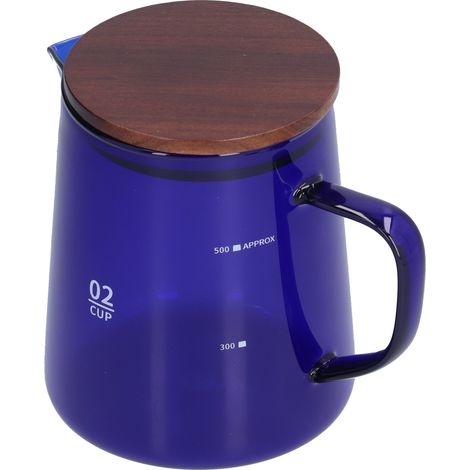 Carafe à café 500ml résistante à la chaleur avec couvercle en bois, théière ménage pour maison et bureau, bleue (1/5)