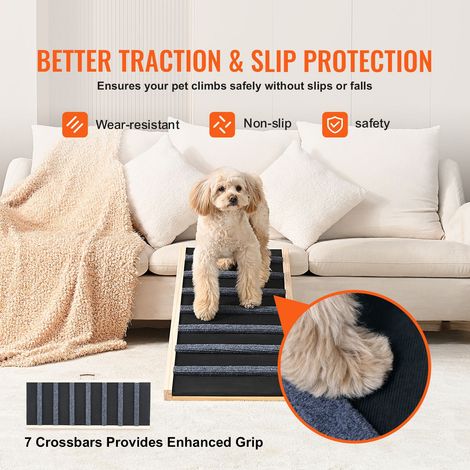 Rampe Chien Pliable en Bois, Accès Animal Lit Réglable 38-56 cm, 100 cm Long, Pour Petits Grands Chiens Seniors Chats, Canapé Voiture (1/5)