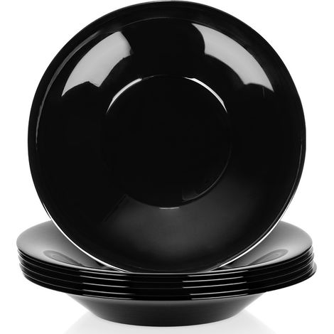 Tiefe Speiseteller aus Glas, schwarz, 21,5 cm, 400 ml, 6-tlg.