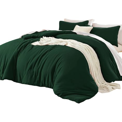 Completo Letto Copripiumino 135x200 e Federa 80x80 cm Verde Scuro (1/5)