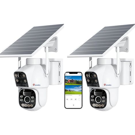 Lot de 2 caméras de surveillance 4G LTE – Alimentation solaire 8W – Batterie 15600mAh – Vision nocturne couleur jusqu'à 30m – Détection PIR 10m (1/5)