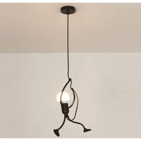 – Lustre suspendu moderne noir – Dimensions D 26 × H 140 cm – Culot E27 – Métal pour chambre enfant – Ampoule non incluse (1/5)