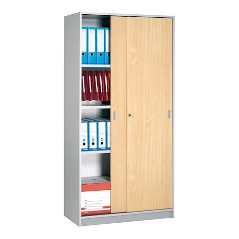 Armoire portes coulissantes 180 x 90 gris hêtre - Maxiburo (1/2)