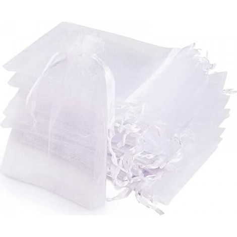 Sachets Organza, 120 Sachets Pochettes Transparent,10x15cm Cadeau en Organza Blanc avec Ruban Pour les cadeaux de Noël,Sacs Organza pour Bijoux Cadeaux Bonbons Marriage Anniversaire Faveur (1/5)