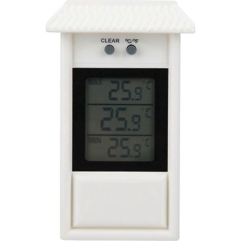 Digitales Thermometer für den Außenbereich, wasserdicht, weiß, mit Haken