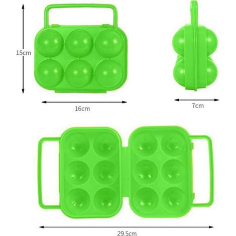 2pcs boîte à œufs pliable - polypropylène alimentaire verrouillage sécurité - barbecue et pique nique - vert (1/5)