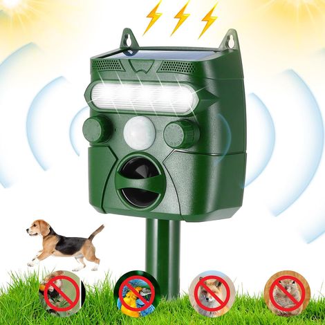 Gartenkatzenabwehrgerät, Ultraschall-Haustierabwehrgerät, Solar-Katzenabwehrgerät mit PIR-Sensor und Blitzlicht, 5 einstellbare Modi, IP45 wasserdicht, wirksam gegen Katzen, Hunde und Katzen (1/5)