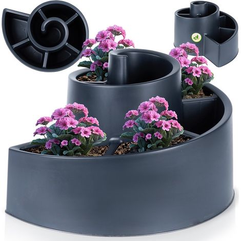 Supporto per fiori da giardino in plastica nera a spirale, grande vaso da esterno (1/5)