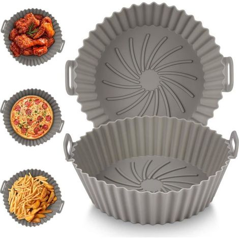 Silikon-Heißluftfritteusenkorb, 2 Stück, 16,5 cm Silikon-Heißluftfritteusenkorb für Heißluftfritteuse, Mikrowelle, Kuchenform, Kocher (1/5)