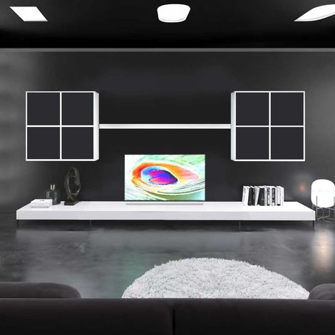 Meuble TV blanc et Noir 360 cm Ensemble salon XXL moderne avec rangement (1/5)