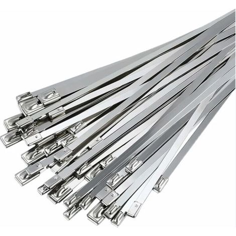 Collier de Serrage Inox 100 Pièces, 300mm×4,6mm Attache Câblées Acier Inoxydable, Collier de Serrage Inox Pour Enroulement D'échappement, Câbles Groupés, Entretenir les Clôtures et les Auvents