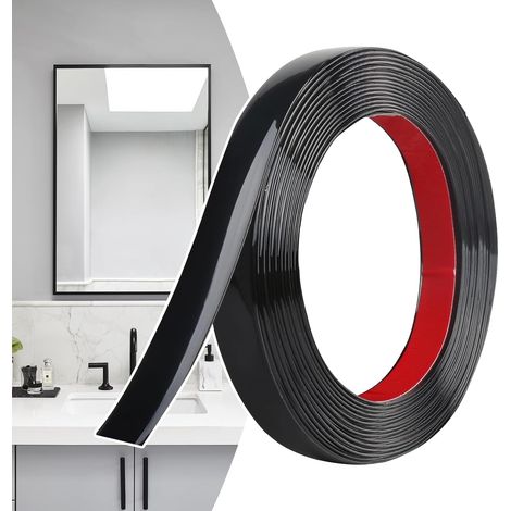 Moulure Décorative Autoadhésive Noir Mat Peler et Coller, Bandes Murales en PVC Flexibles, idéales pour Mur, Miroir, Plafond, Sol, Armoire, Carrelage, Bords, Moulures DIY (12M x 2cm) (1/5)