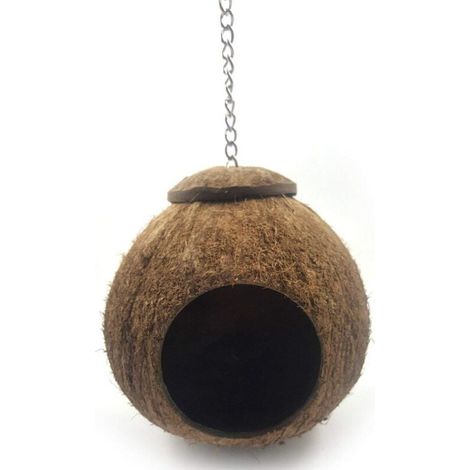 Noix de Coco Coque Oiseau Cage, Oiseau Maison Lit pour Animal de Compagnie Perroquet Perruche Perruche Calopsitte Élégante Conure Canari Finch Cage Hamster Rat Gerbille Souris Cage Mangeoire Jouet (1/5)