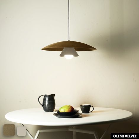 Lampe de suspension en velours - OLEMI VELVET PEYOTE (1/2)