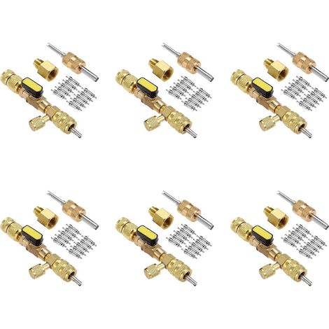 6X R410A R22 Outil d’installation de dissolvant de noyau de soupape avec double taille SAE 1/4 et 5/16 port pour R404A R407C R (1/5)