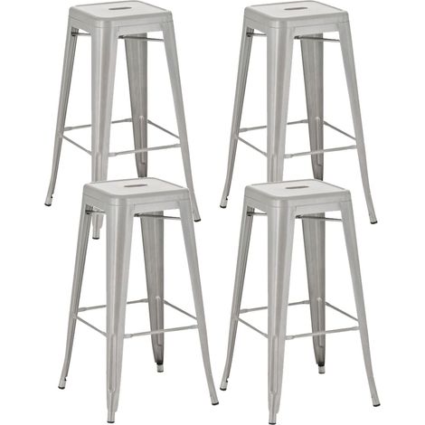 Juego de 4 taburetes de bar Joshua Plateado (1/5)