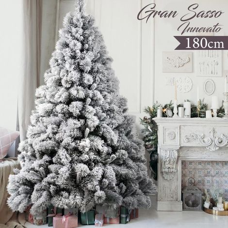 Albero Di Natale Innevato Gran Sasso 180cm 955 Rami Super Folto Effetto Neve (1/5)