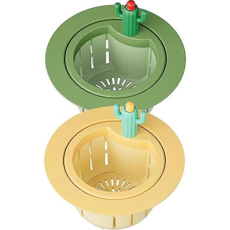 Set mit 2 Kaktus-Spülbeckenabflusssieben, Kaktus-Küchenspülenabflusssieb mit vergrößertem Abstandshalter, automatischer Druckablaufkorb (1/5)