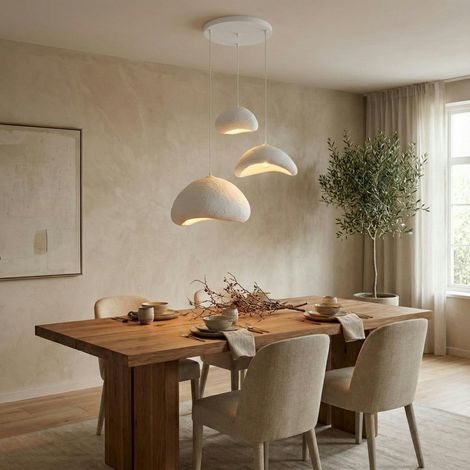 Suspension salle à manger blanche 3 lampes 82 cm NOXIS