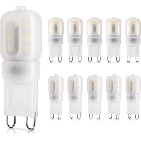 Ampoule LED G9 2W, Équivalent à 20W halogène, 260LM, Lumière blanc froid 6000K, Non-dimmable, 220-240V, Ampoules à économie d'énergie, Lot de 10 [Classe énergétique E] (1/5)
