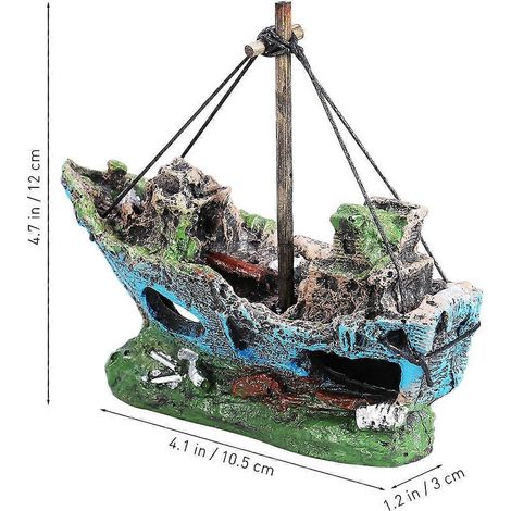 Pirate Ship Decor Fish Tank Accessories Aquarium Ornament Shipwreck Fishing Boat Aquarium Decoration Resin Fishing Boat Decor (1/5)