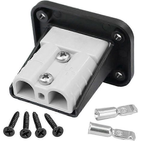 Kit de connecteur Anderson encastré 50 A, support de montage et cache-panneau inclus, pour caravane, camping-car, bateau et camion. (1/5)