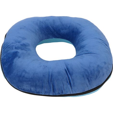 Coussin bleu foncé de soulagement des escarres pour alitement, support pour le coccyx, les hanches et le bassin. (1/5)