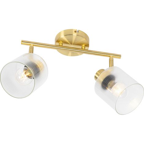 QAZQA Faretto da soffitto/parete laura - Art déco - Vetro - Oro - Oblungo Max. 2 x Watt