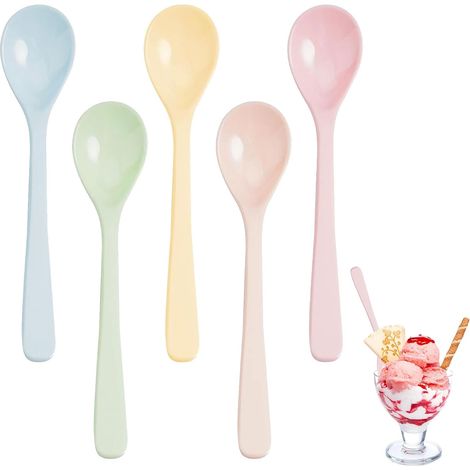Set mit 5 wiederverwendbaren, BPA-freien Plastiklöffeln für Kaffee, Eiscreme und Joghurt (1/5)
