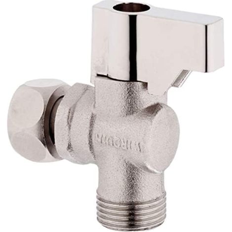 Wirquin – Robinet d'arrêt équerre 1/4 tour en laiton chromé – R29 pour chasse d'eau wc – Filetage plomberie – Configuration raccord