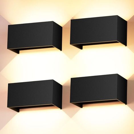 Set di 4 applique da parete per interni/esterni FOREHILL, applique da parete a LED nere da 24 W, luce bianca calda 3000 K con angolo del fascio regolabile, lampada da parete per esterni impermeabile I (1/5)