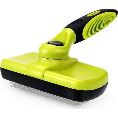 Selbstreinigende Bürste für Hunde und Katzen. Entfernt effektiv bis zu 95 % der losen Haare und Unterwolle. Ergonomisches Design. Haarentfernung mit nur einem Klick. (1/5)