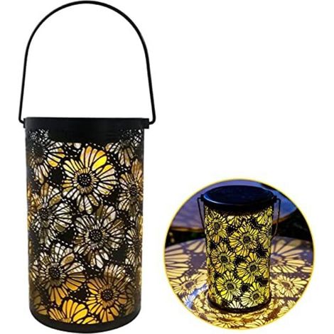 Solarlaterne Led Garten, Dekorativer Outdoor Solarlampenbaum, Outdoor Gartendekoration Metall Hängelampe, Terrasse Balkon Solarlaternen Metall Warmweiß Blume Vintage Wasserdicht