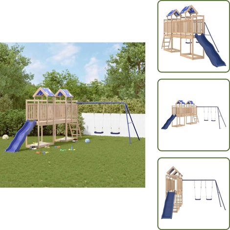The Living Store Aire de jeux d'extérieur bois de pin massif - Jeux D'extérieurs - Aire De Jeux - Jouet Enfant - Bois - Toboggan