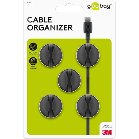 Goobay 95040 organizzatore di cavi Universal portacavi Nero 5 pezzo/i (1/5)