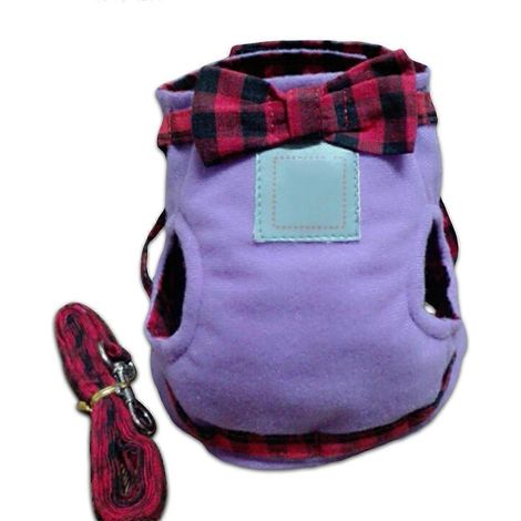 Arnés ajustable de malla para gatos con lazo y correa, talla L, color morado. (1/3)