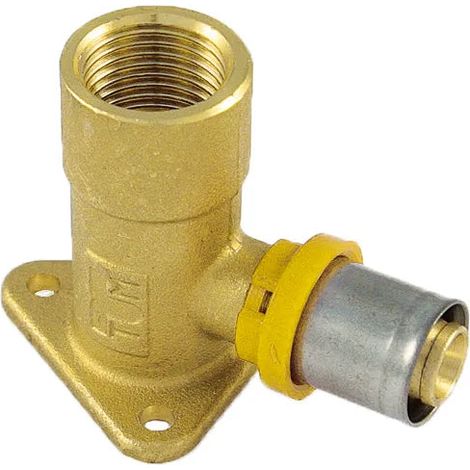 Tiemme - Raccordo Curvo/Gomito Con Base 1/2" Ø16 Multistrato A Pressare Gas