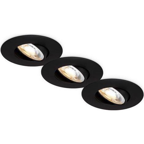 Briloner 3er Set LED Einbaustrahler CTS Schalter Ø90x24 mm Rund 4,9W, 460lm, 2700K-4000K Warmweiß bis Neutralweiß Schwarz - Einbauleuchten Wohnzimmer Flur Küche Büro (1/5)