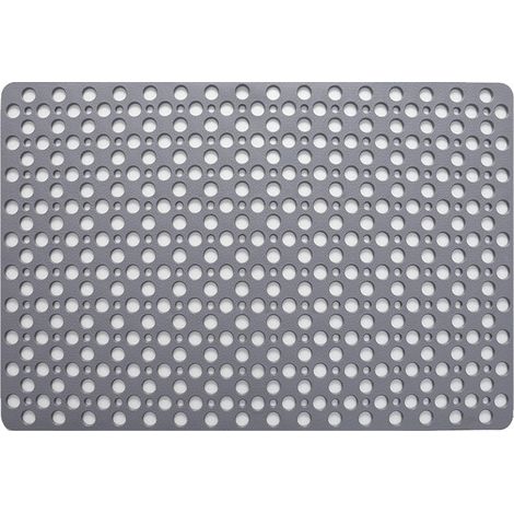 Tapis de Douche Antidérapant antibactérien,43 X 75CM Tapis de Bain de Baignoire Tapis de Pied résistant à la moisissure et Lavable en Machine pour Douche ou Baignoire,Trou Rond Gris (1/5)