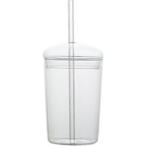 Gobelet en verre avec paille, grande capacité, pour boissons ménagères.-14.70X8.20X8.20CM-Transparent (1/2)