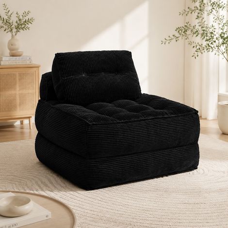 Canapé-lit pliable et convertible avec oreiller, matelas avec support dorsal, fauteuil-lit portable et confortable pour salon, chambre à coucher, noir (1/5)