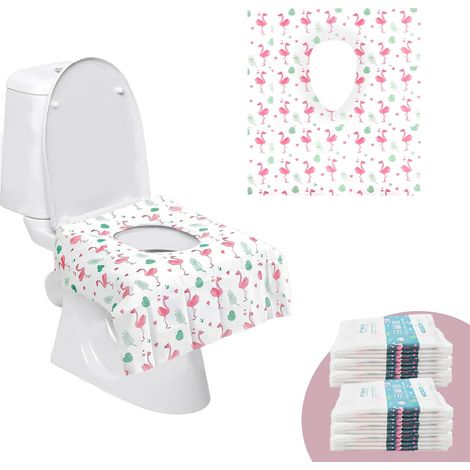 Lot de 10 protège-sièges de toilettes jetables, alèses en papier pour siège de toilette, adaptés aux bébés, aux femmes enceintes et aux toilettes publiques. Emballage individuel.