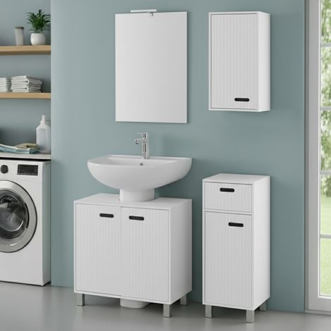 Set bagno con mobile sottolavabo 60 cm con base e pensile bianco Fast (1/5)