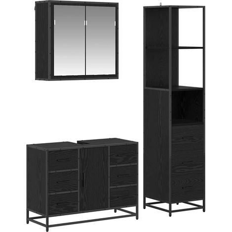Maison Exclusive - Badezimmermöbel-Set 3 pcs Schwarz Eichen-Optik