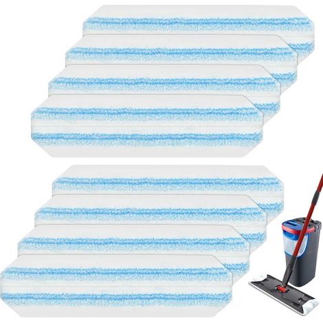 Lot de 1 - 40,5 x 11 cm - Blanc et bleu - Tête de balai en microfibre - Compatible avec le balai plat O Cedar H2prO - Pour un nettoyage en profondeur (1/5)
