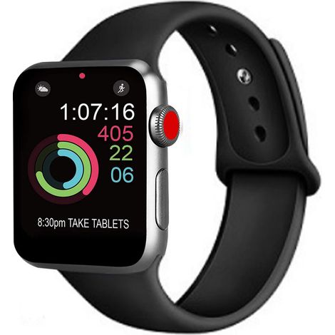 Bracelet de montre sport compatible avec les montres de 42 à 44 mm. Bracelet de remplacement en silicone souple, compatible avec les Apple Watch Series 5/4/3/2/1, tailles S/M et M/L. (1/5)