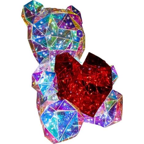 Longziming - Lampe de nuit LED Ours Prismatique – Éclairage arc-en-ciel holographique 3D – Lampe de table décorative faite main – Cadeau idéal pour les filles et les adolescentes (1/5)