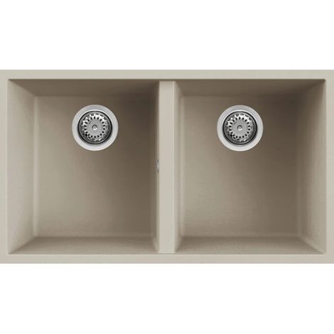 Lavello QUADRA 350 76x44 2 vasche CHAMPAGNE 95 SOTTOTOP (1/2)